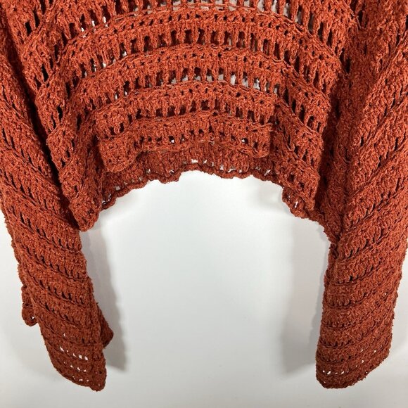 Free People Womens Sweater Sz XS Orange‎ Knit Open Crochet Boho Coastal Cowgirl - Picture 5 of 11